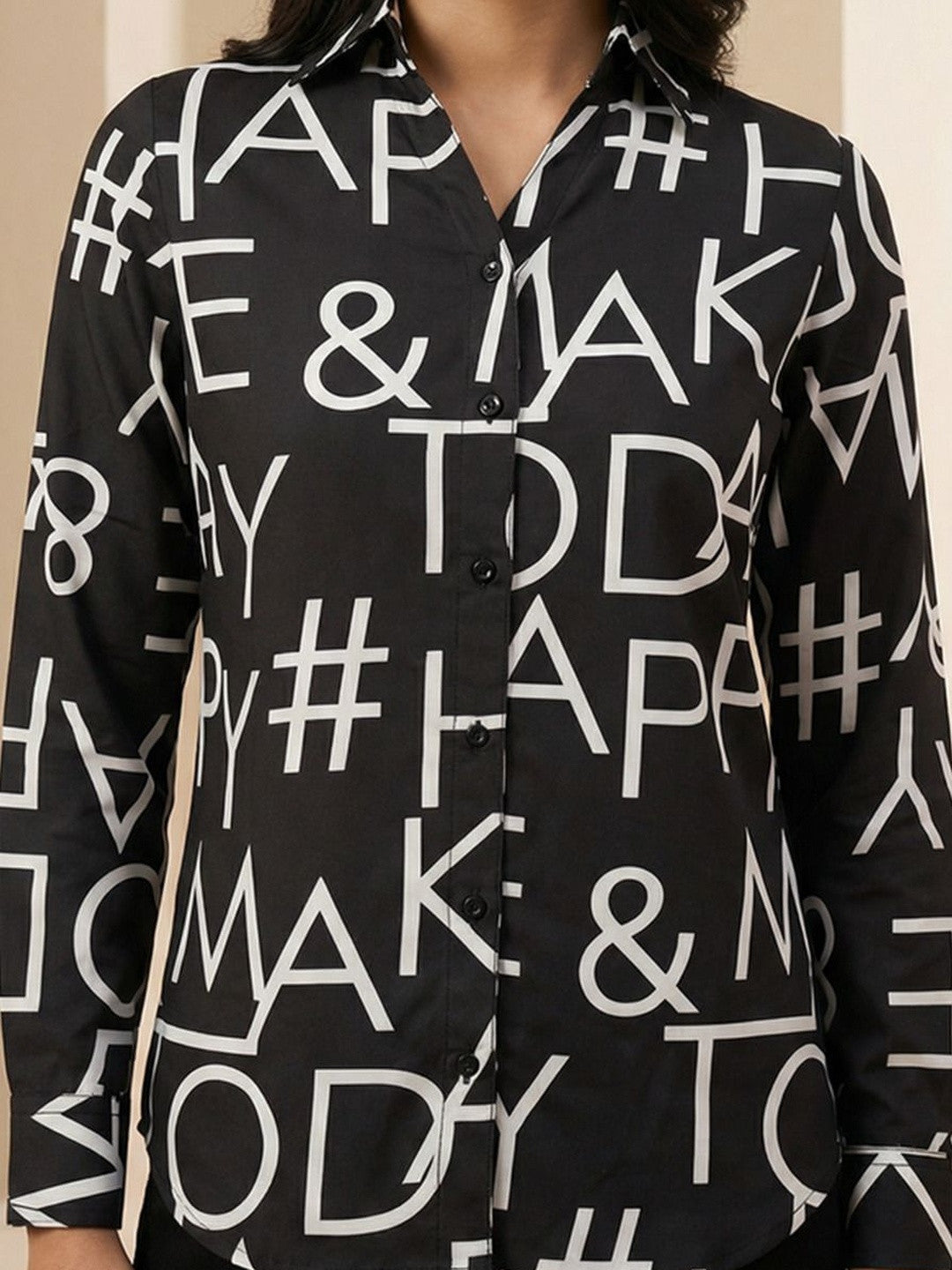 Classic Black Printed Casual Shirt
