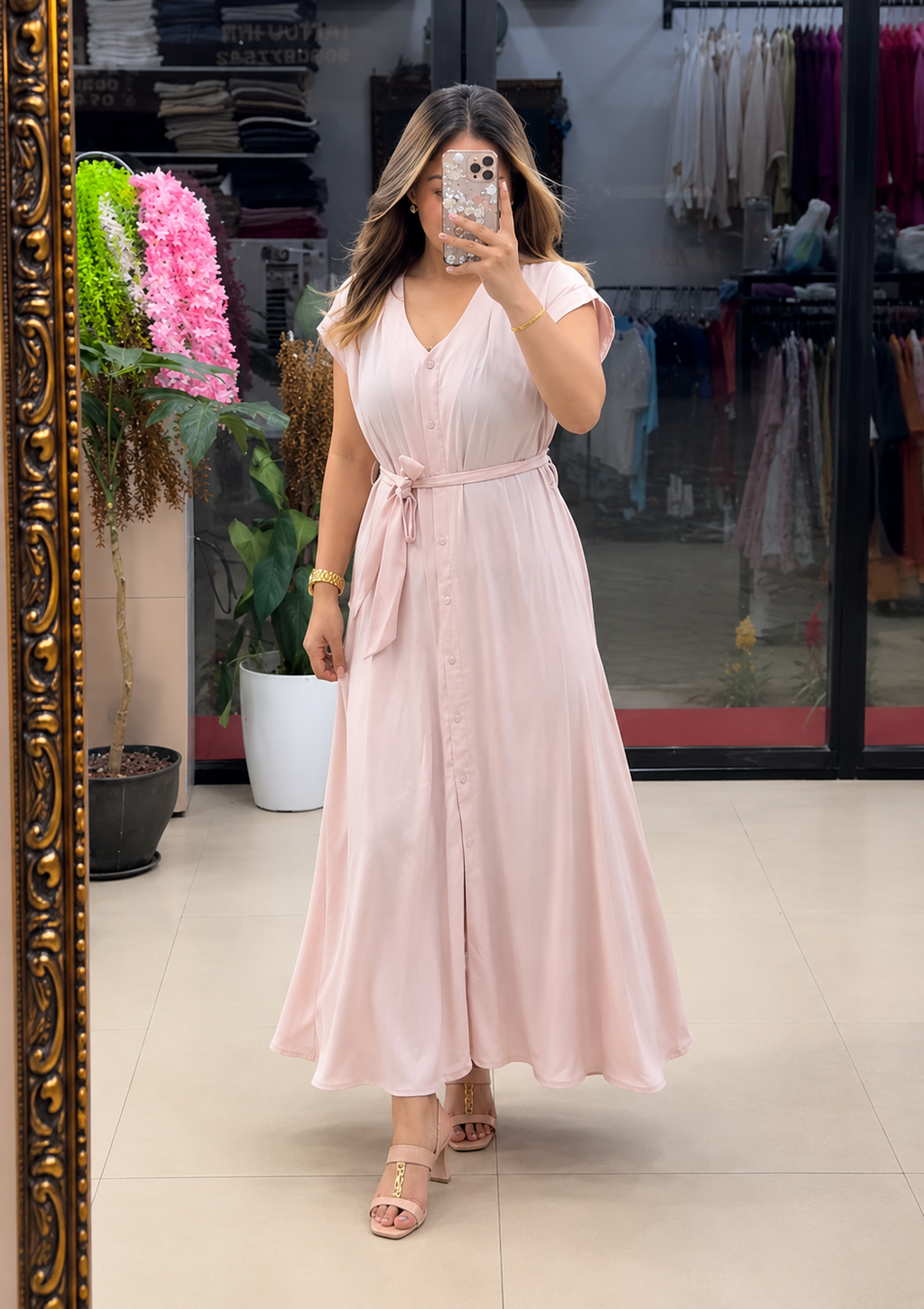 Pink Rayon Dress for Women