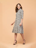 Modest Elegance Knee-Length Shirt Dress with Shirt Collar