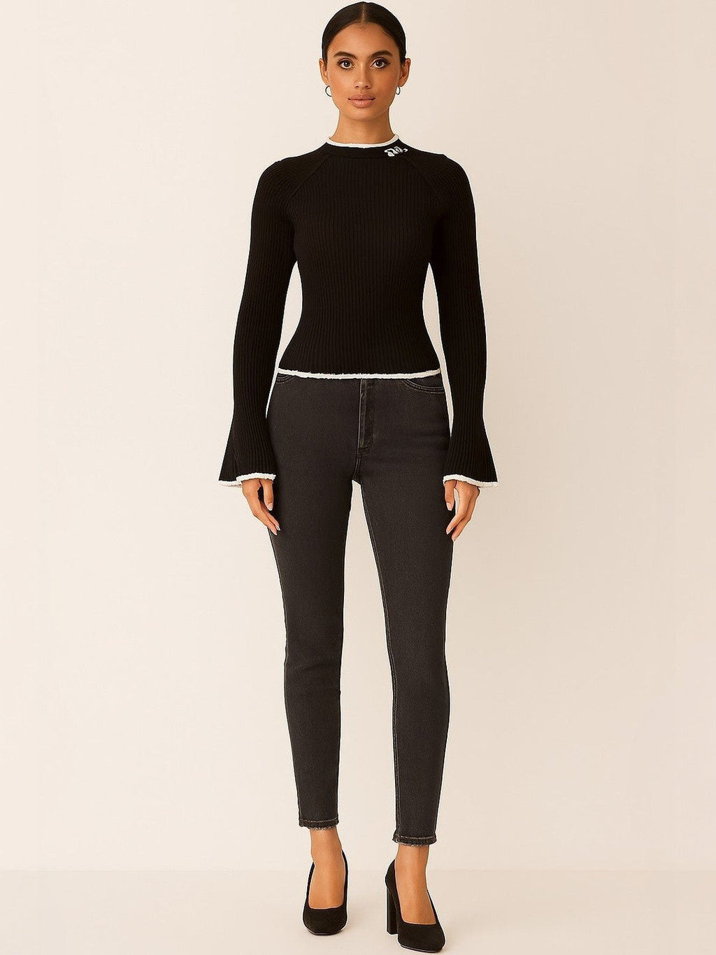 Noir Bloom Embroidered Pullover