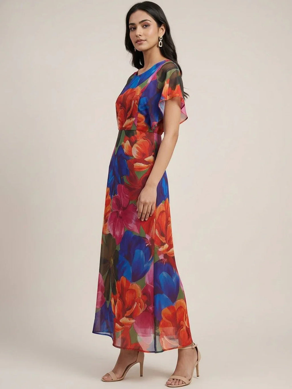 Chic Floral A-Line Maxi Dress