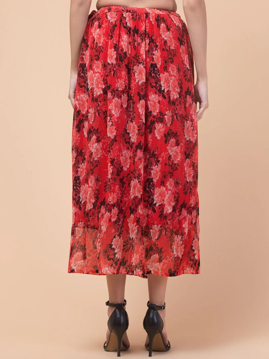 Black Abstract Print Maxi Skirt