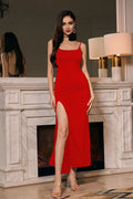 Red Sleeveless Cami Bodycon Maxi Dress