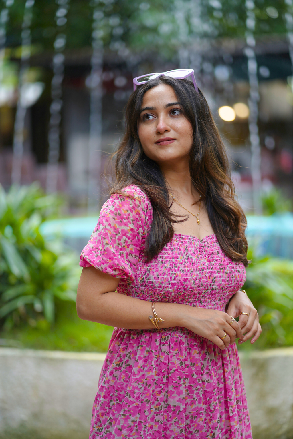 Elegant Floral Print Maxi Dress with Puff Sleeves