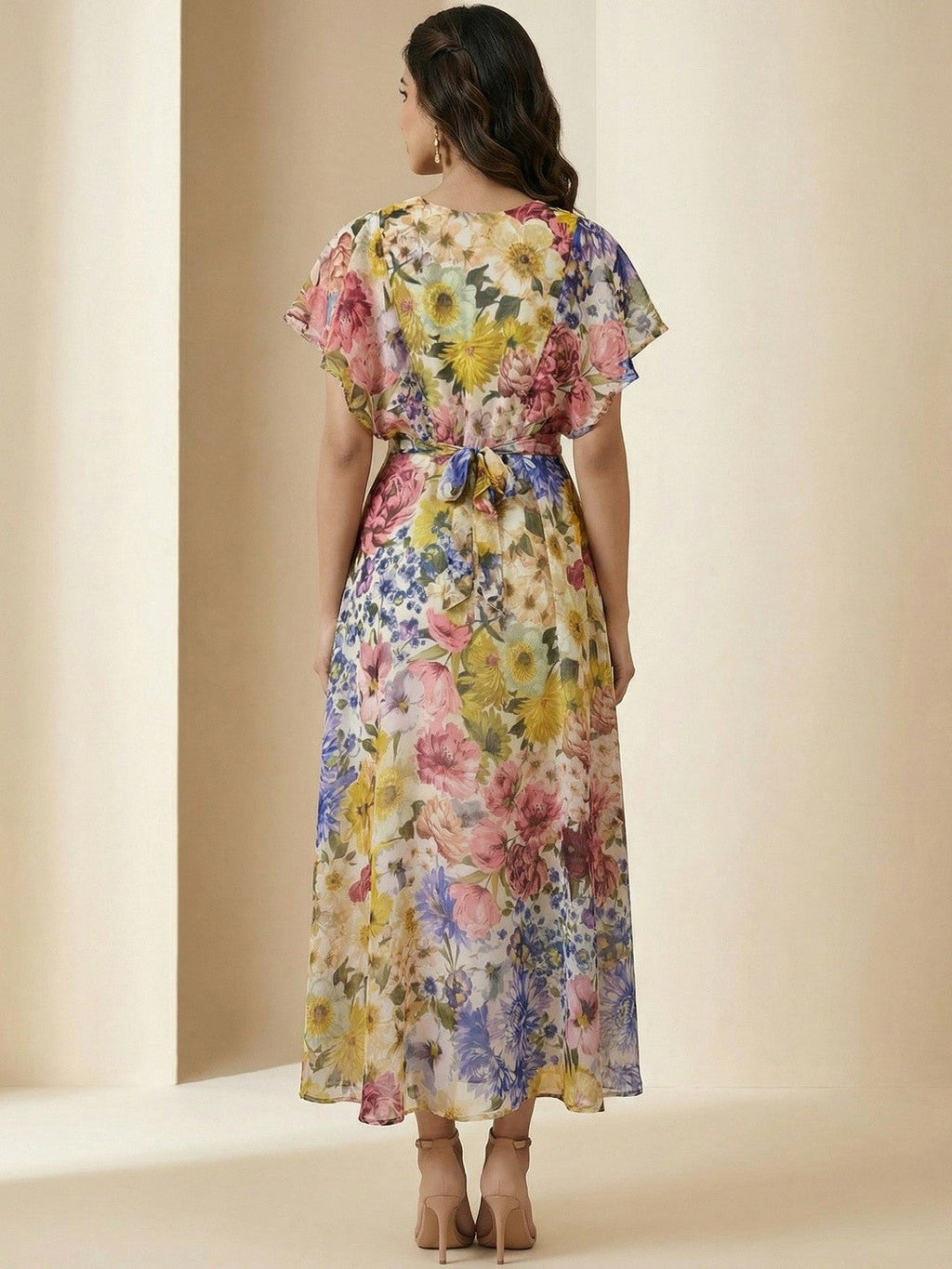 Classic Off White Floral Print Maxi Dress