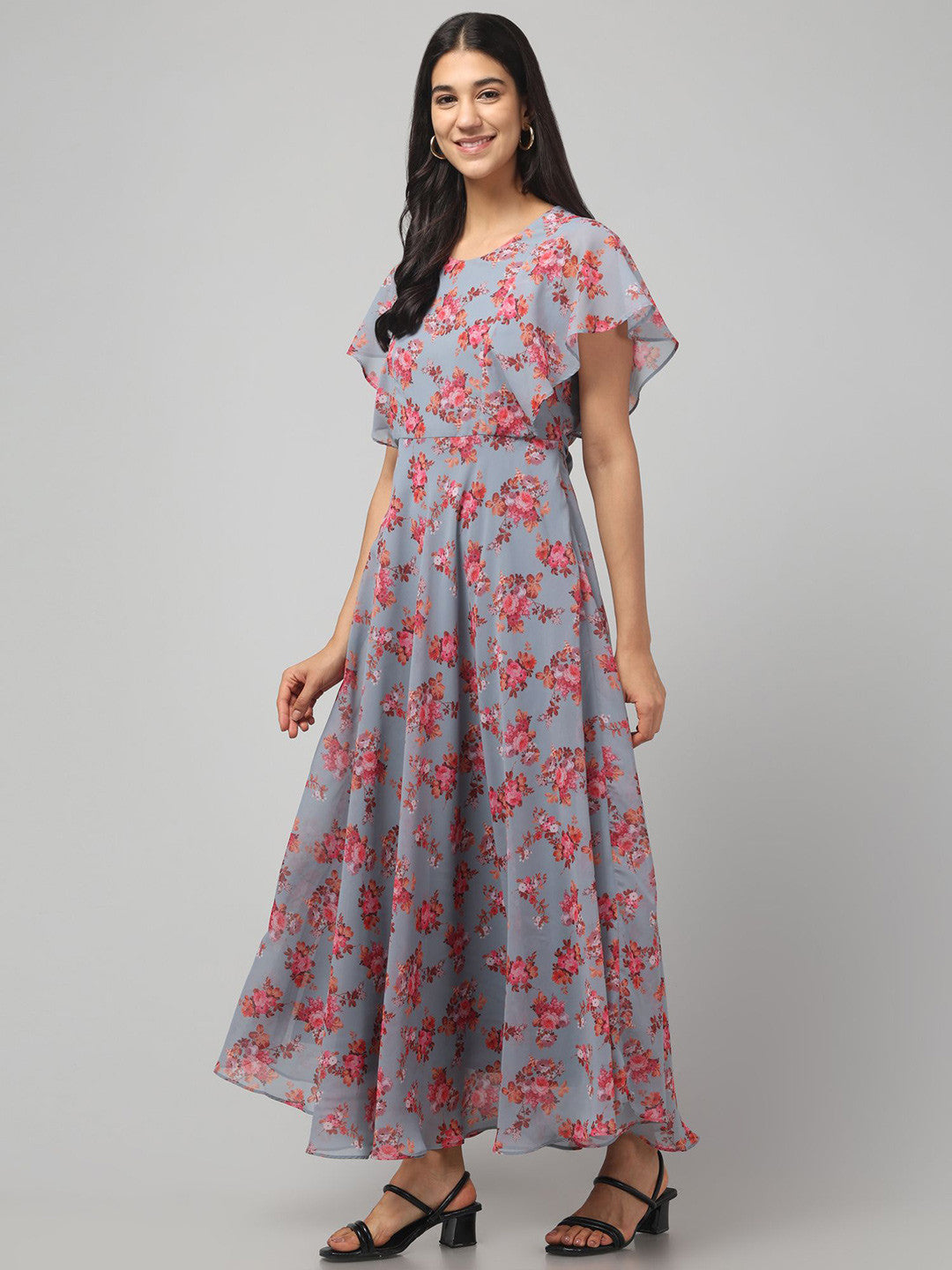 Chic Floral A-Line Maxi Dress