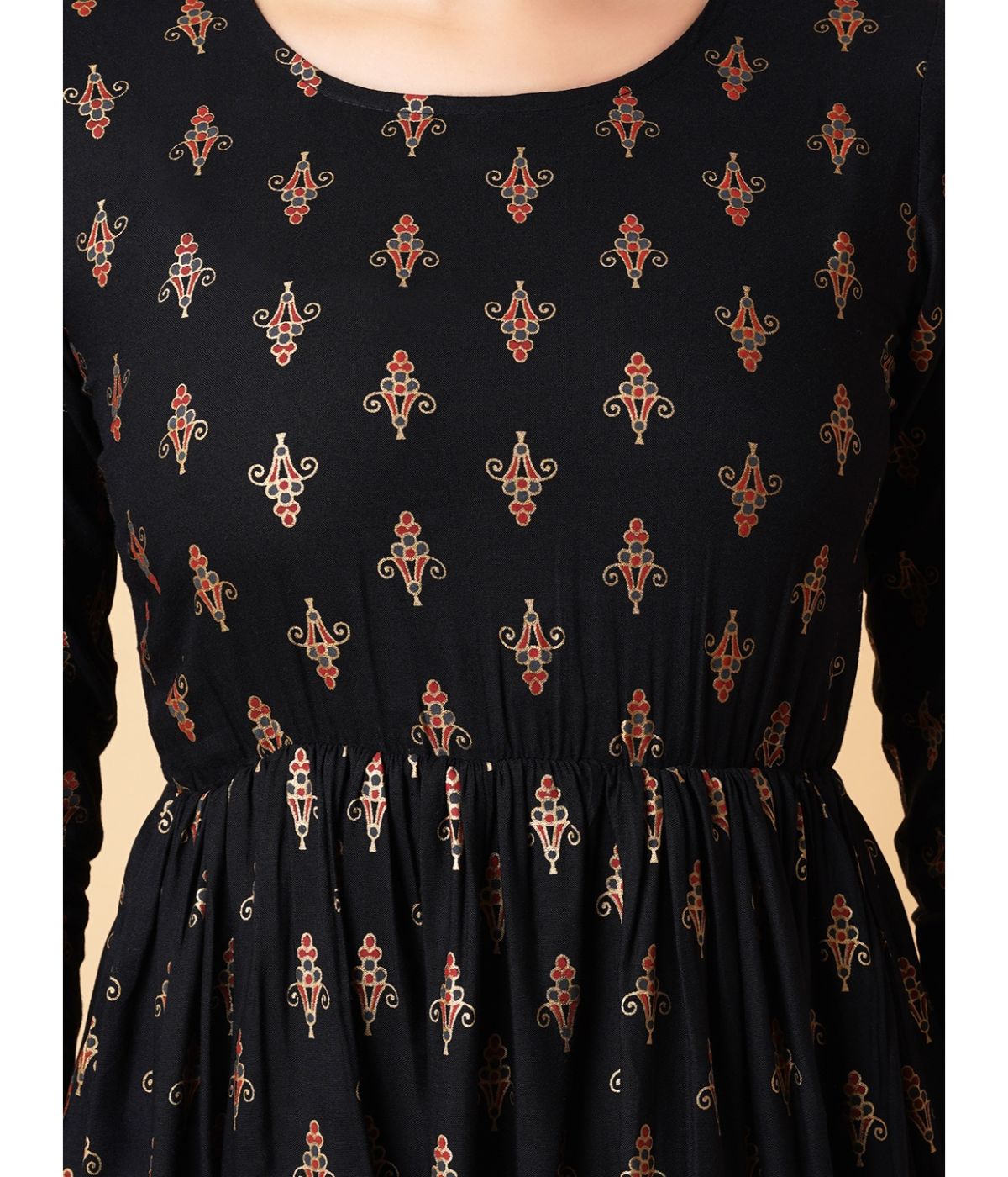 Elegant Printed Fit & Flare Midi Dress