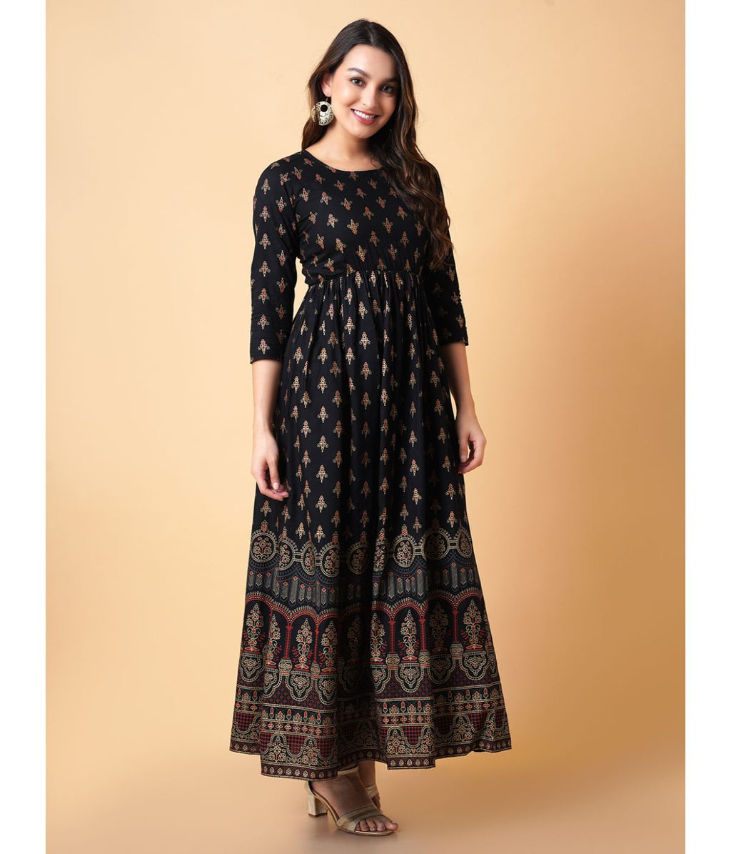 Elegant Printed Fit & Flare Midi Dress