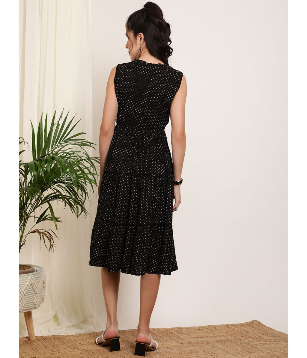 Black Polka Dot A-Line Dress
