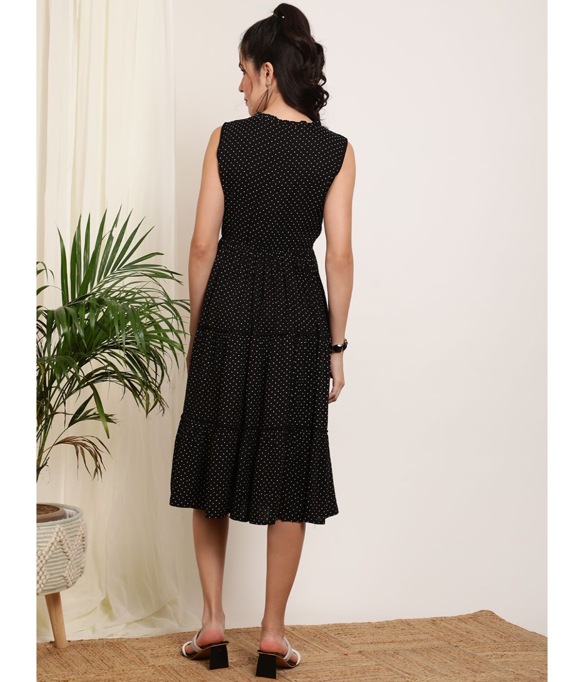 Black Polka Dot A-Line Dress