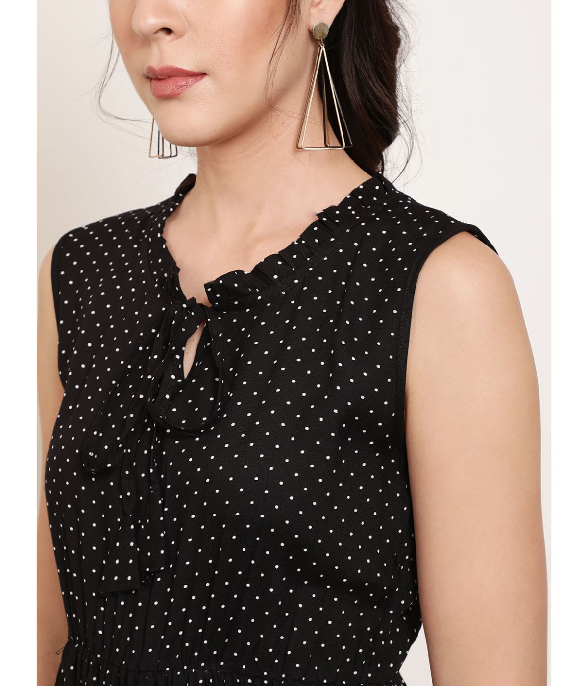 Black Polka Dot A-Line Dress
