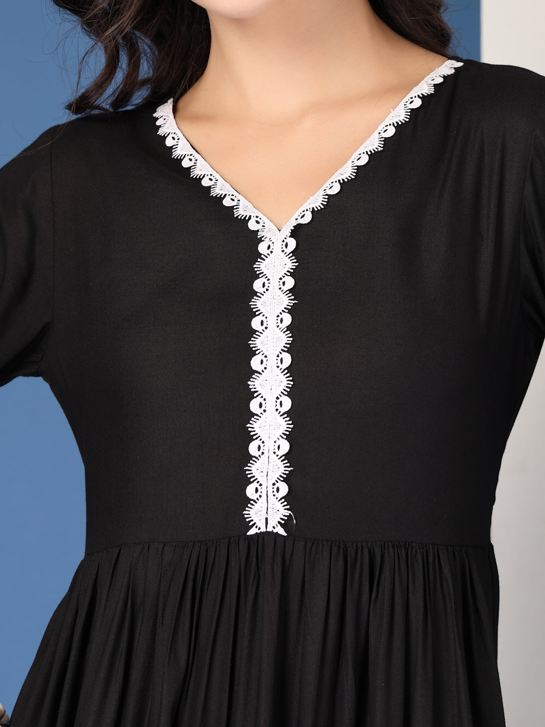 Classic Black Solid Midi Dress