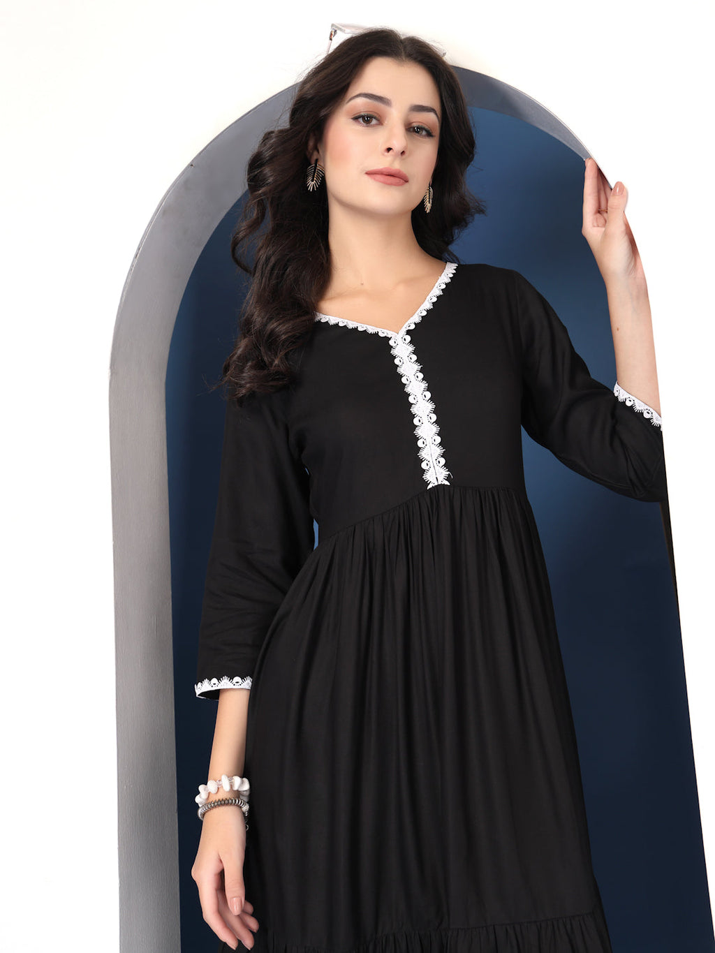 Classic Black Solid Midi Dress