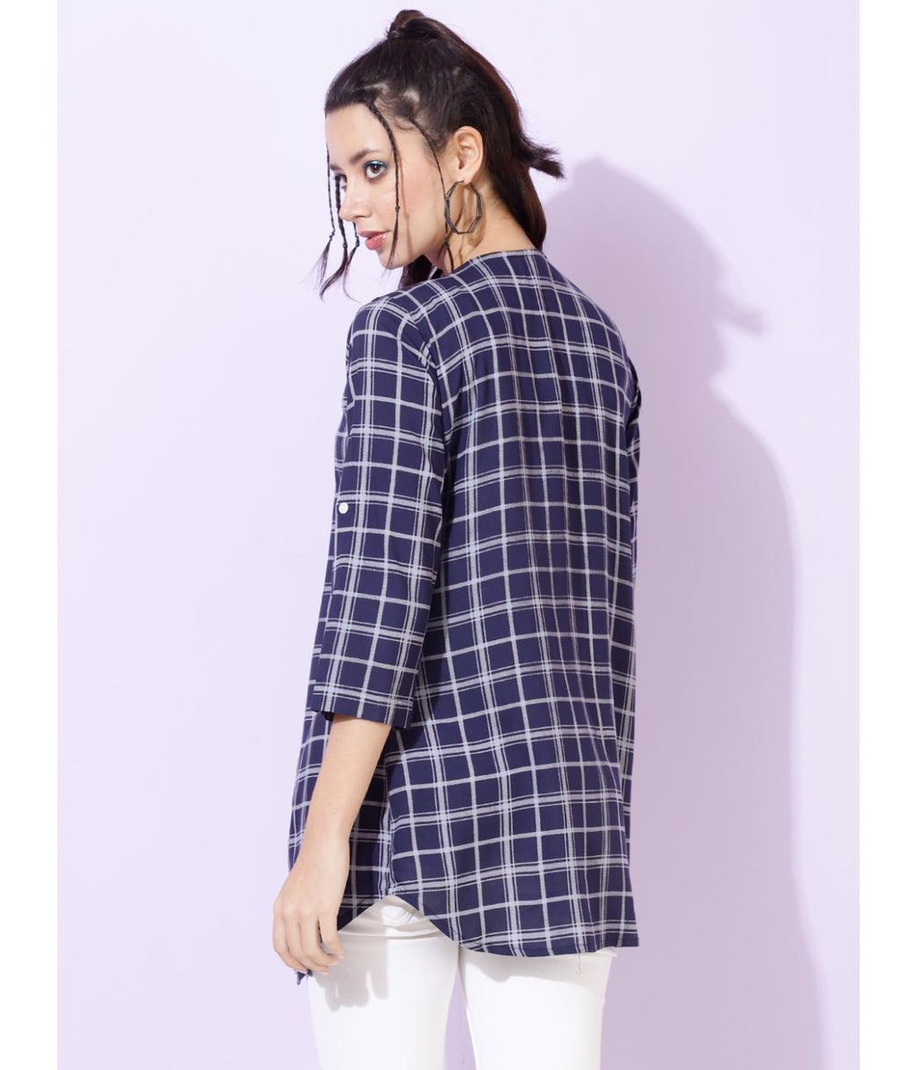 Blue Check Elegance Shrug