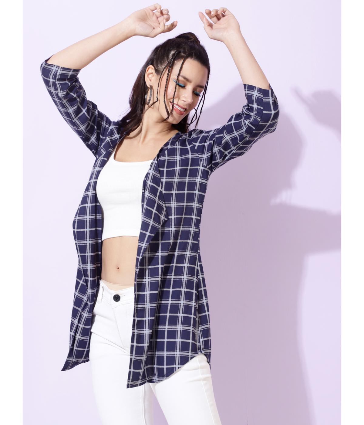 Blue Check Elegance Shrug