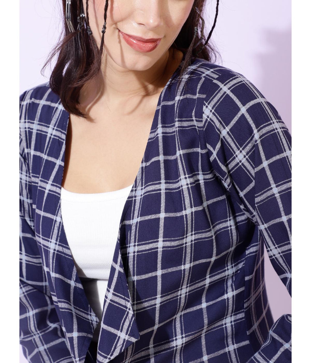 Blue Check Elegance Shrug