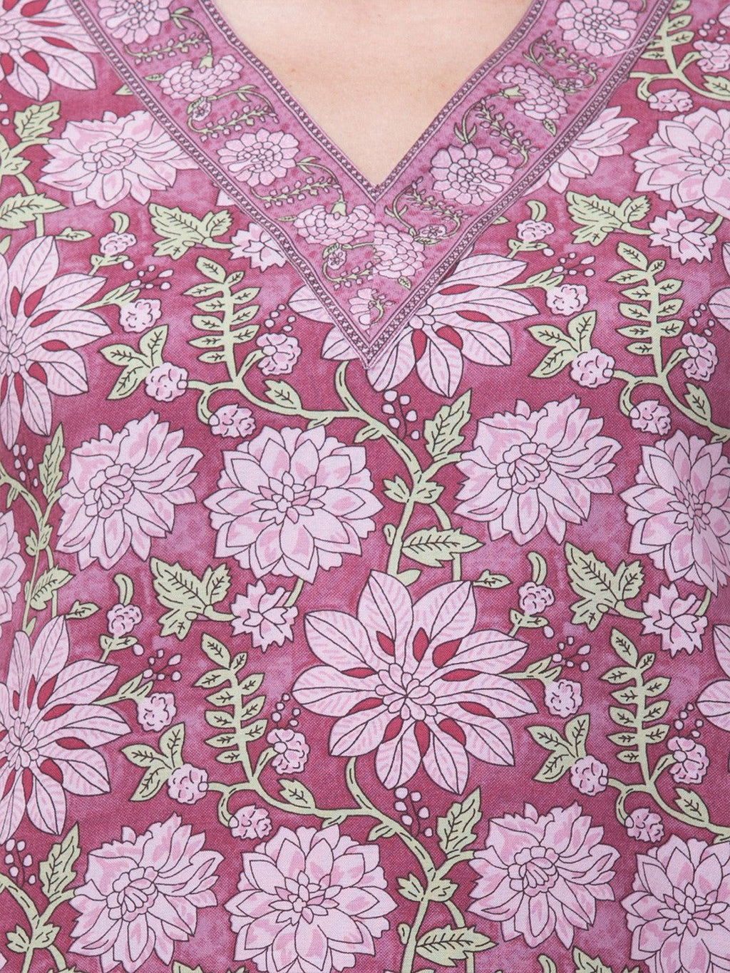 Lavender Floral V-neck Top