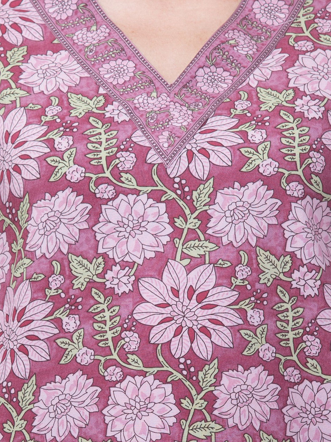 Lavender Floral V-neck Top