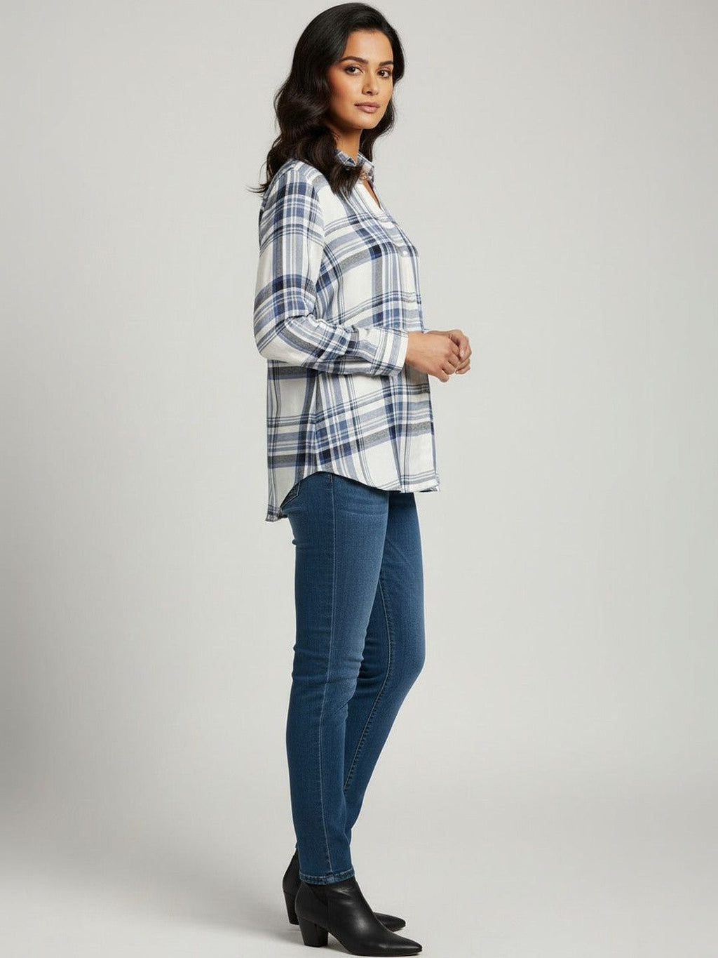 Classic Charm White Checks Printed Shirt