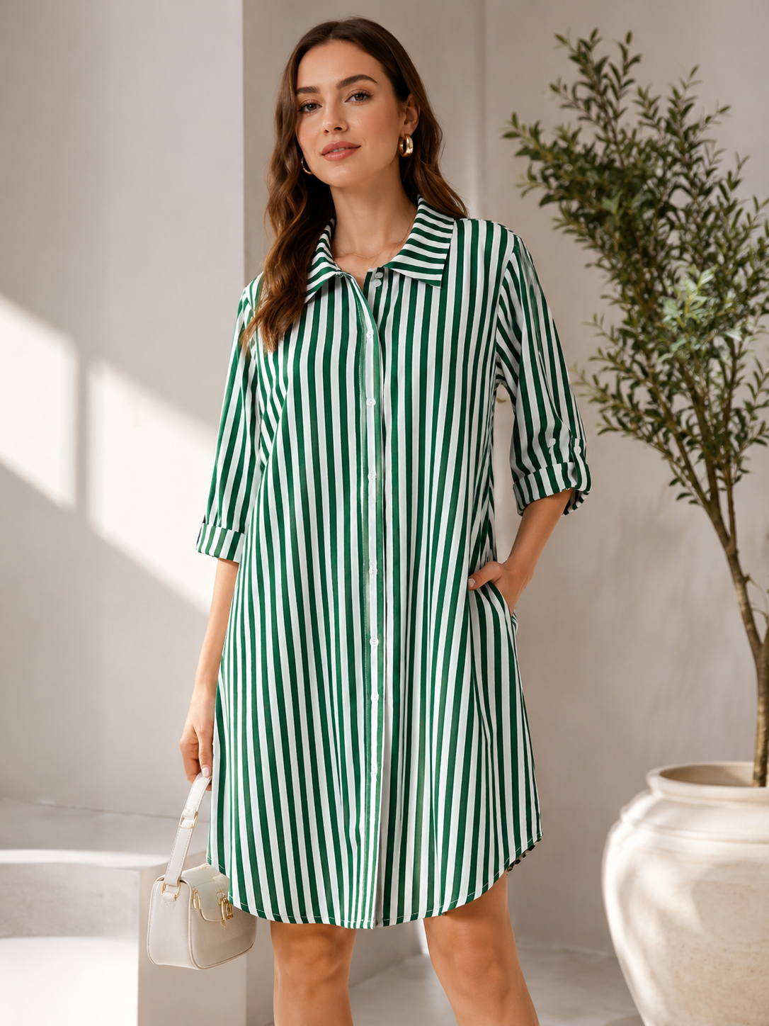 Mint Meadow Striped Shirt Dress