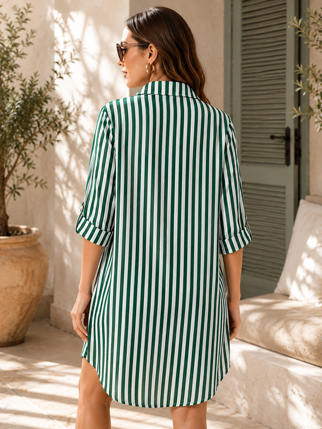 Mint Meadow Striped Shirt Dress