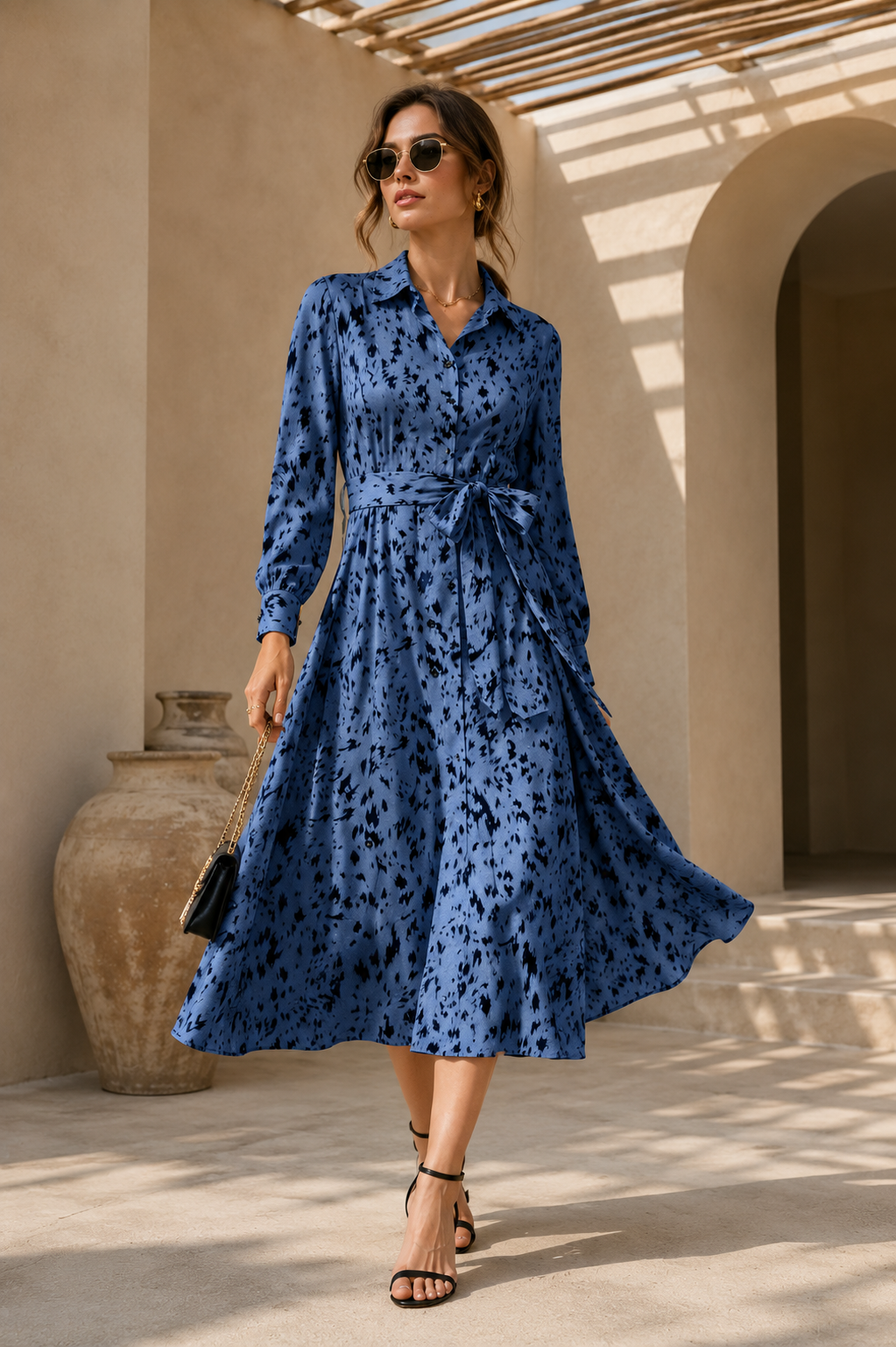 Blue Mirage Animal Print Shirt Dress