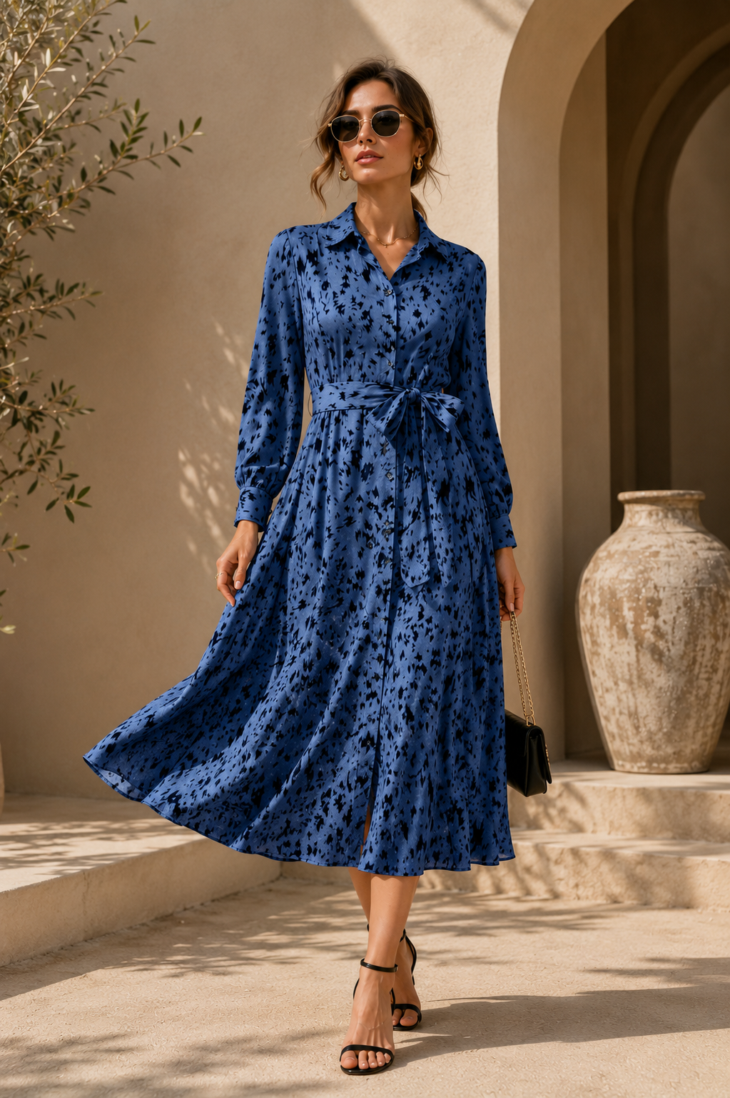 Blue Mirage Animal Print Shirt Dress