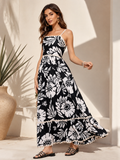 Noir Bloom Floral Strappy Maxi dress