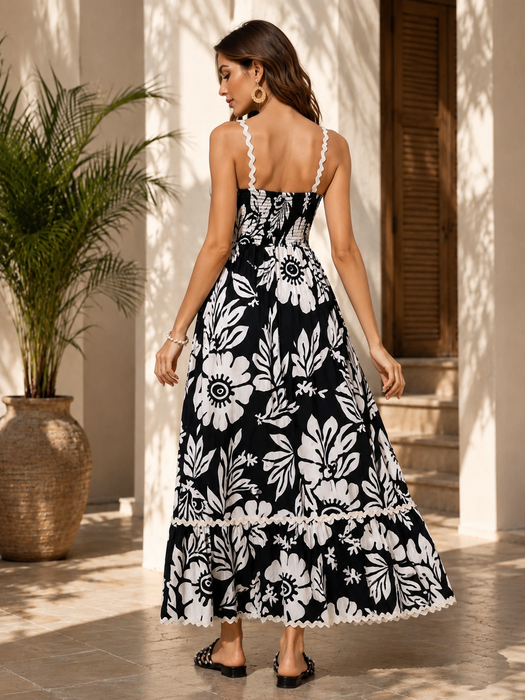 Noir Bloom Floral Strappy Maxi dress