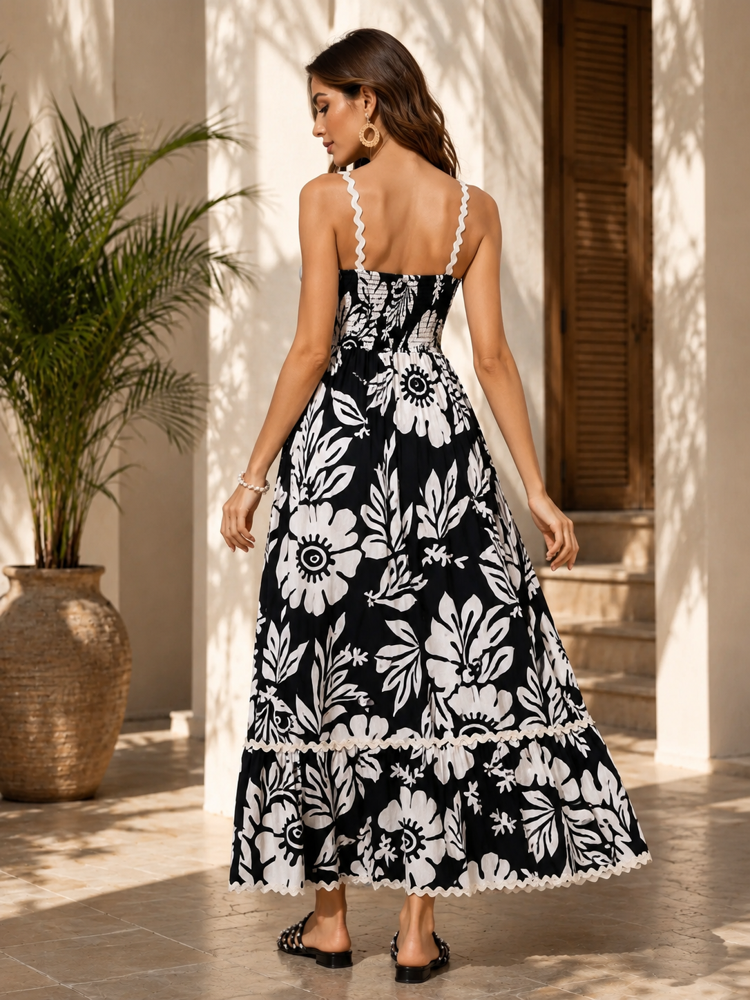 Noir Bloom Floral Strappy Maxi dress