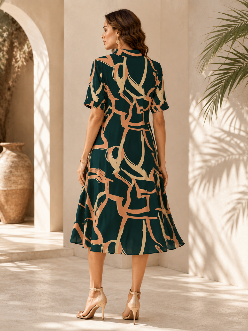 Emerald Muse Abstract Shirt Dress