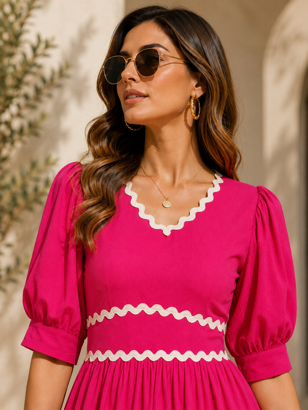 Pink Luxe Solid Midi Dress