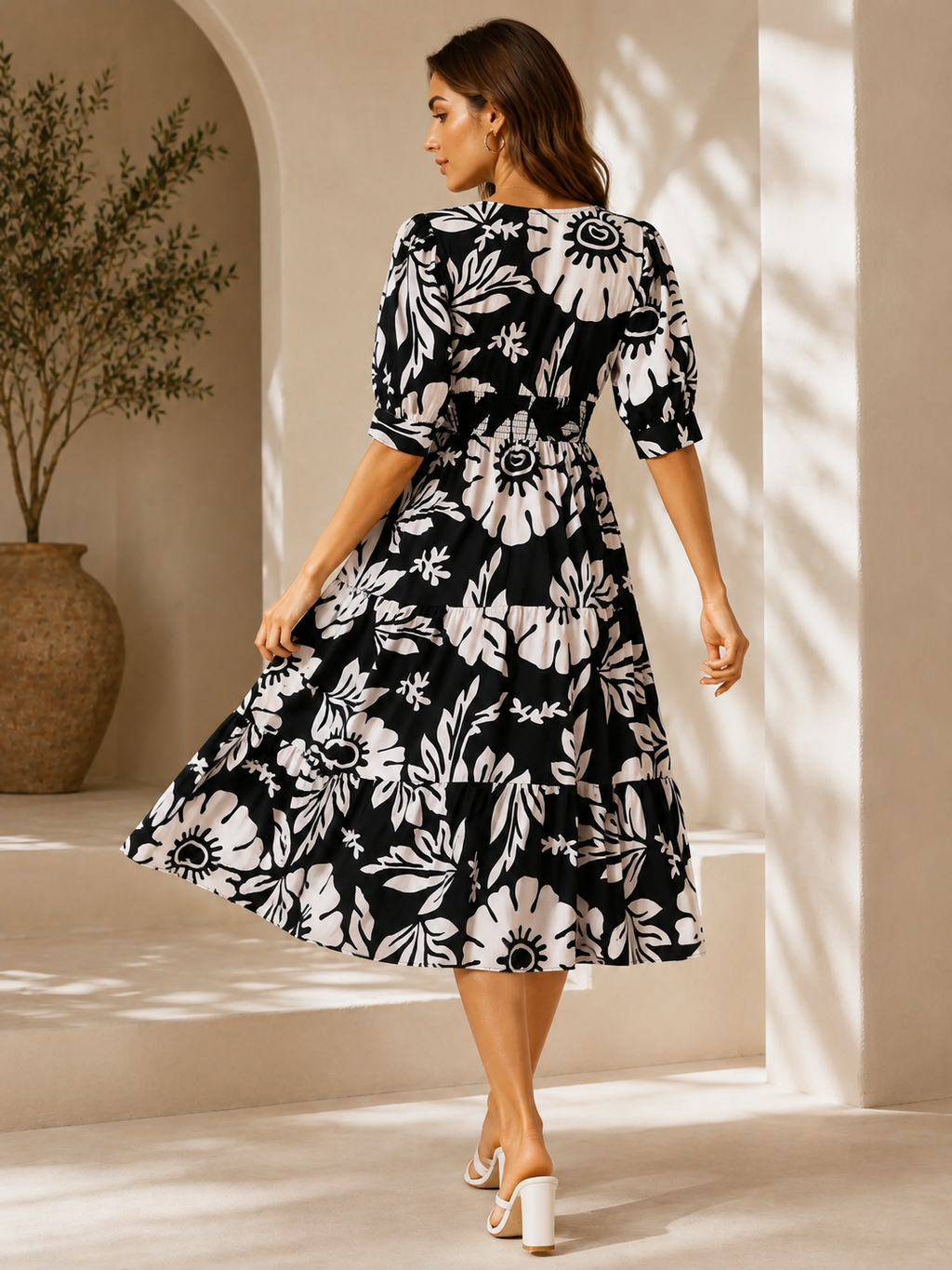 Timeless Floral Fit & Flare Midi Dress