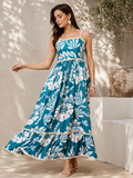 Sky Blossom Fit & Flare Maxi Dress