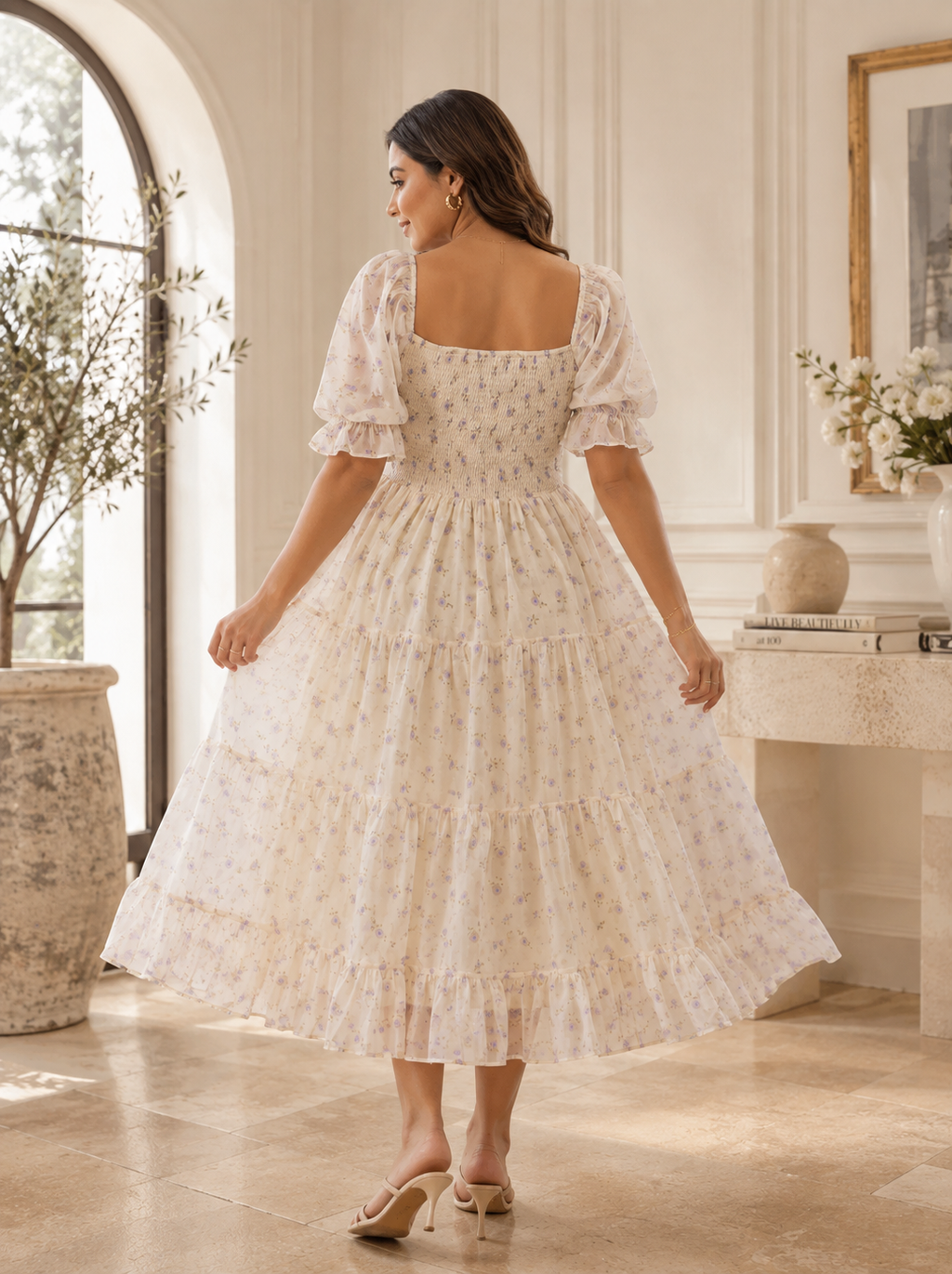 Pearl Bloom Floral Midi Dress
