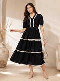 Black Aura Fit & Flare Midi Dress