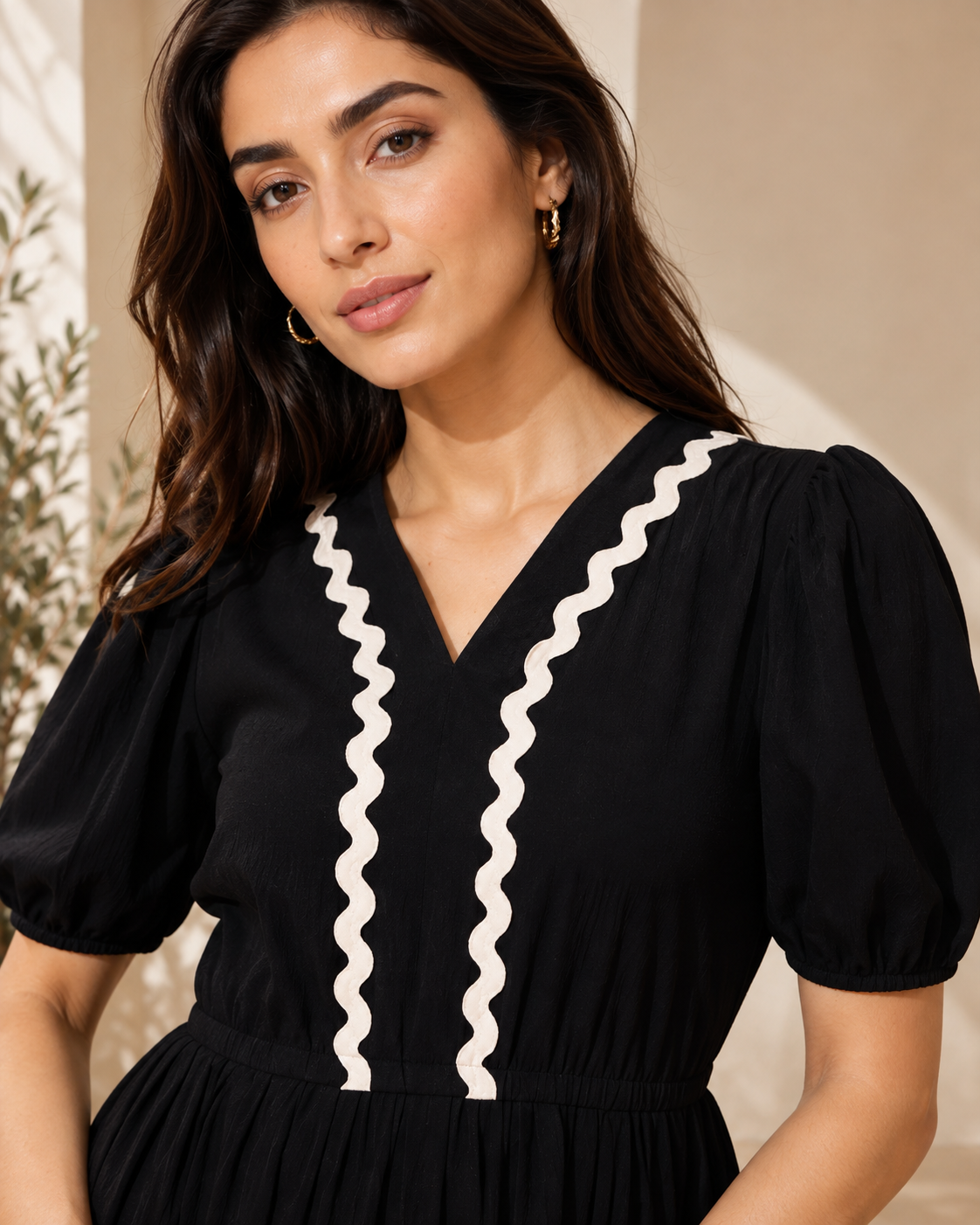 Black Aura Fit & Flare Midi Dress
