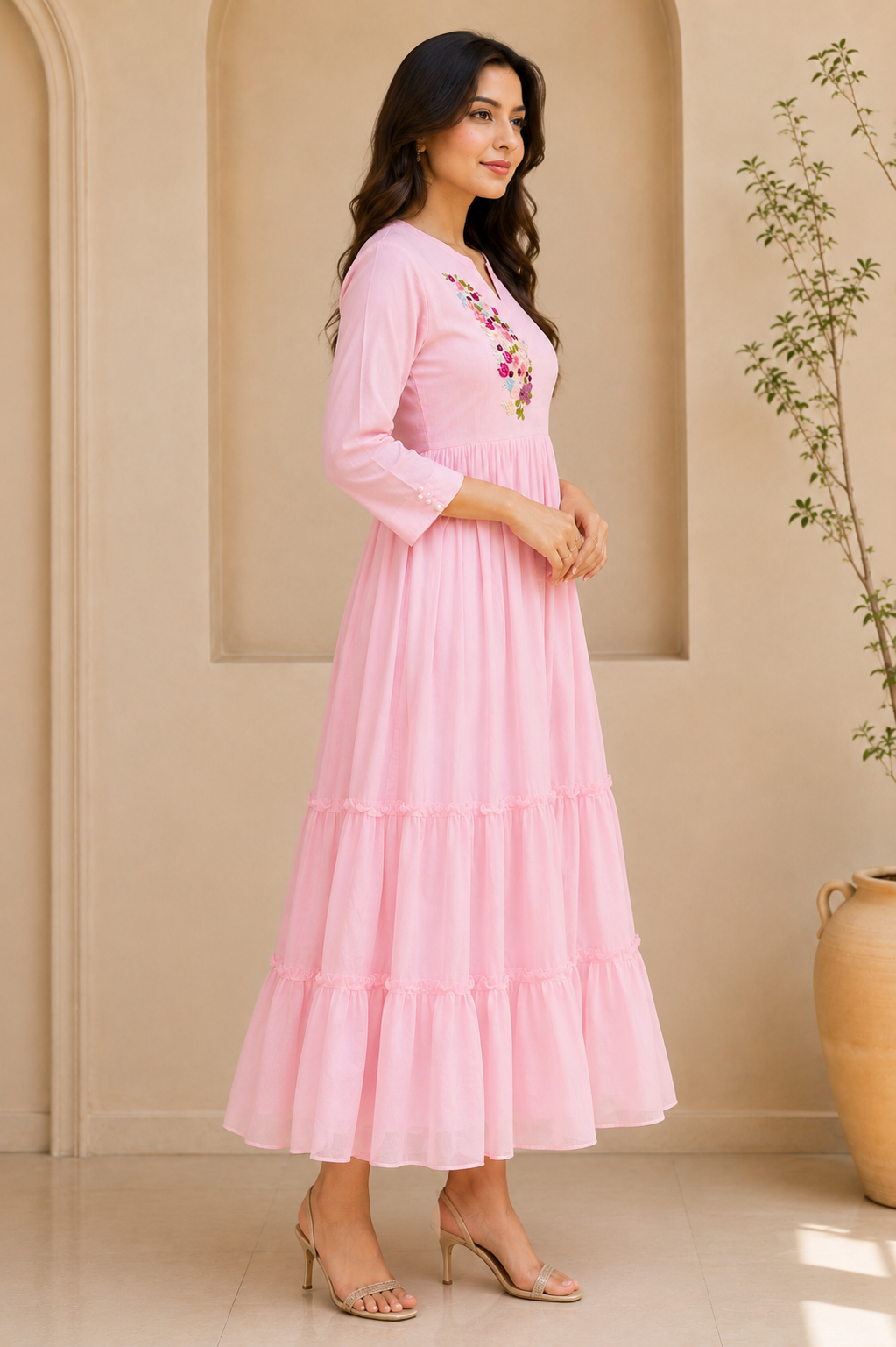 Blush Bloom Tiered Maxi Dress