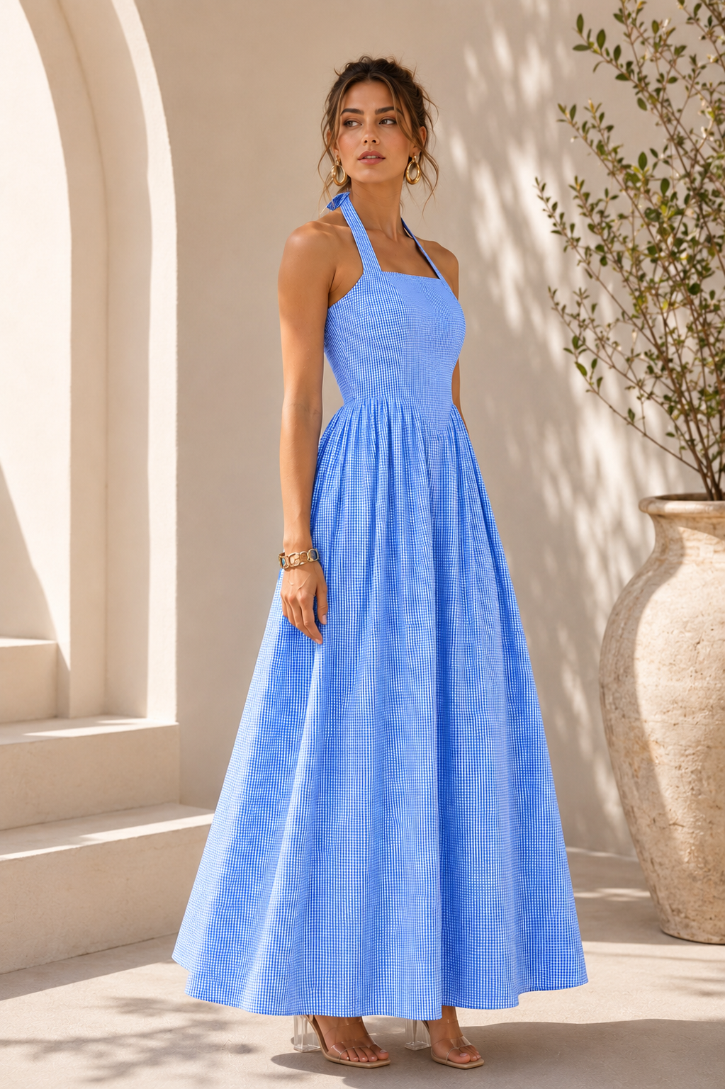 Blue Breeze Fit & Flare Maxi Dress