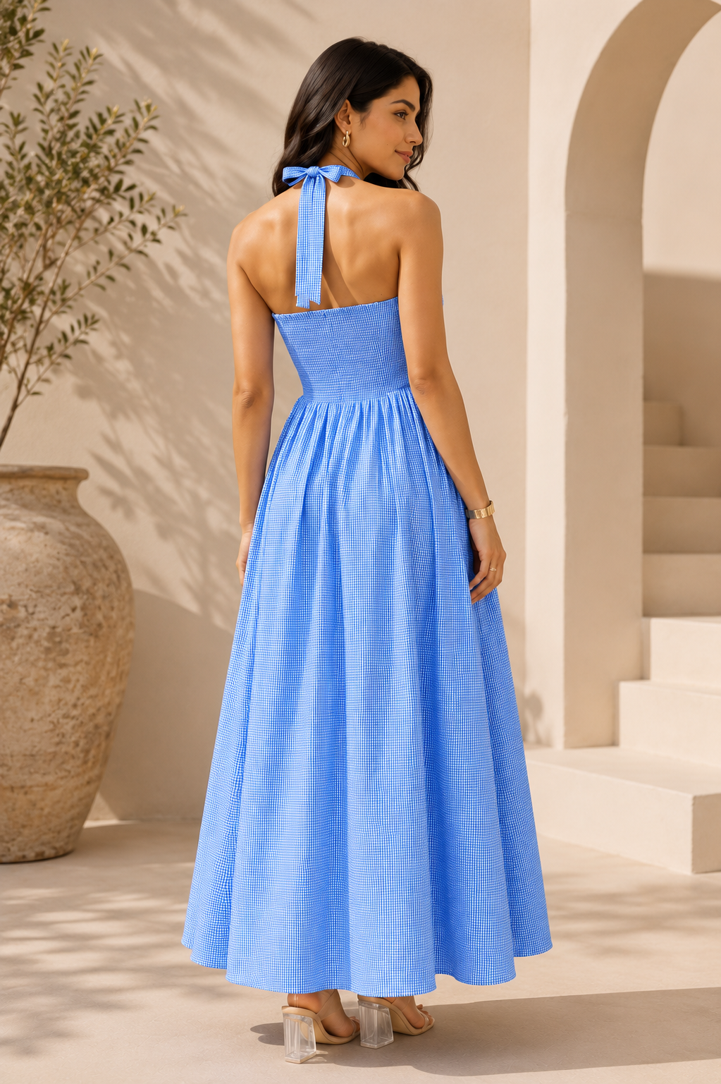 Blue Breeze Fit & Flare Maxi Dress