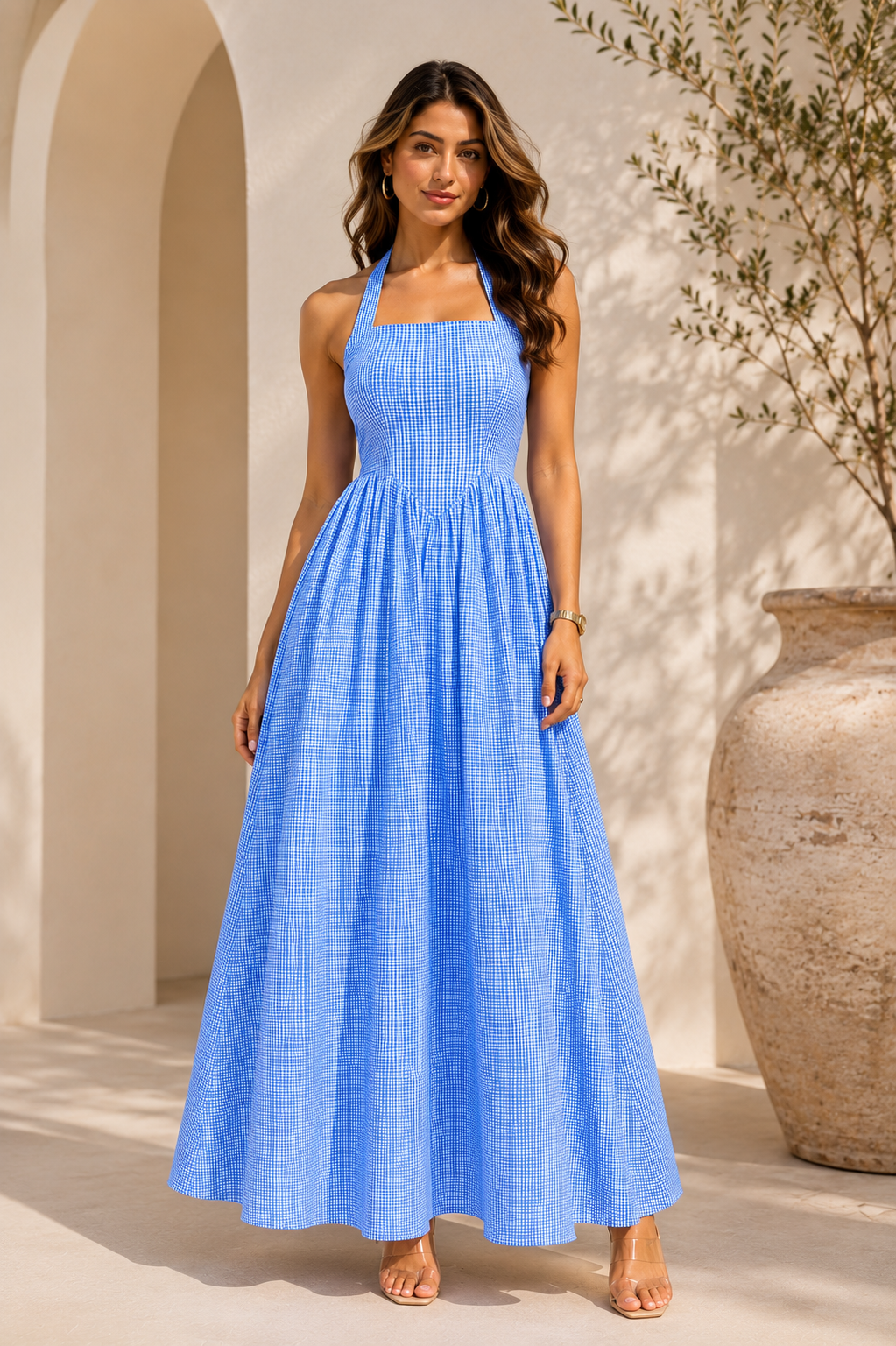 Blue Breeze Fit & Flare Maxi Dress