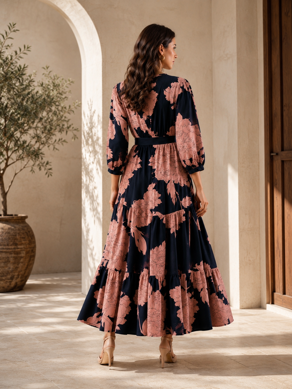 Mocha Bloom Floral Maxi Dress
