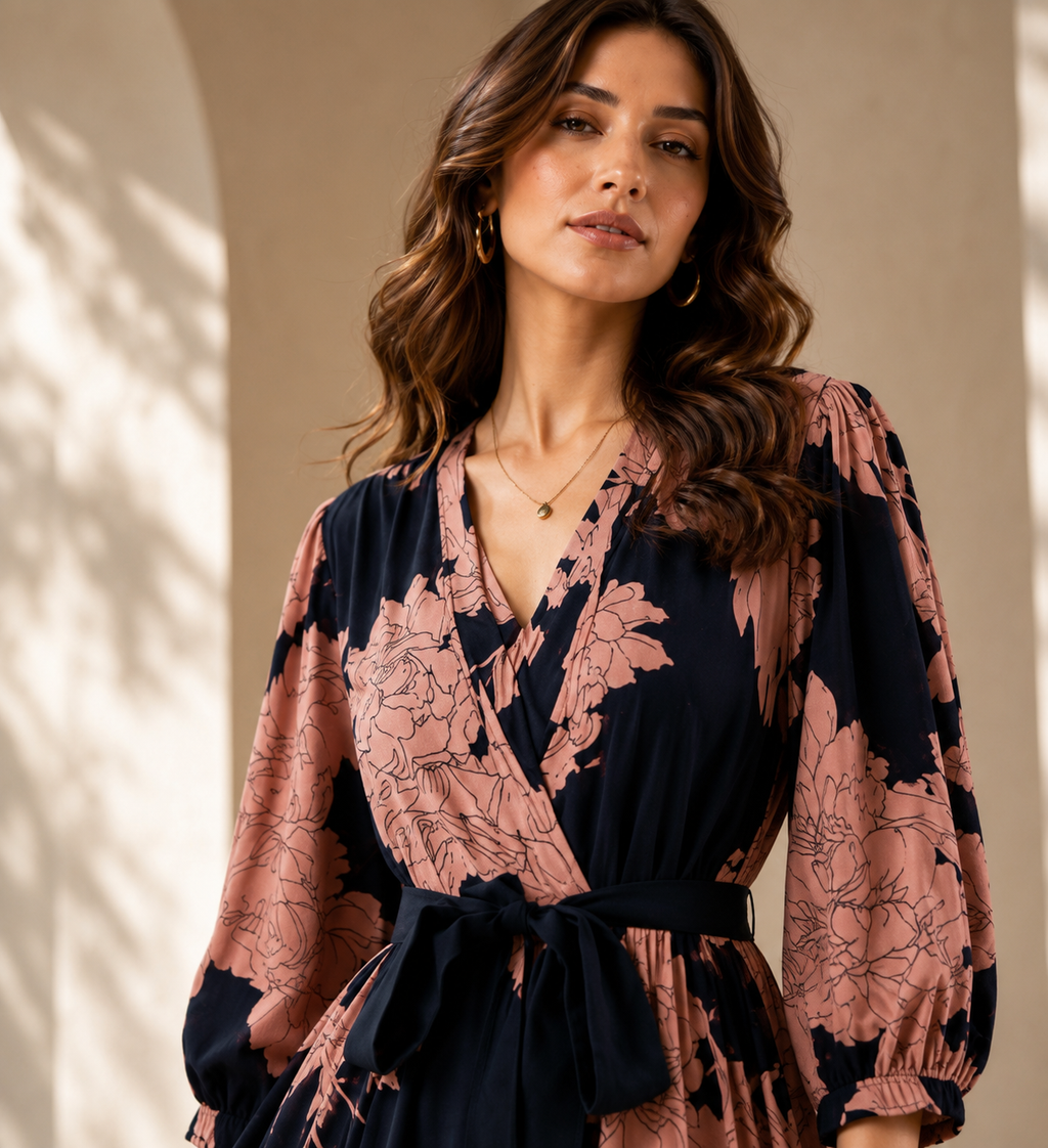 Mocha Bloom Floral Maxi Dress