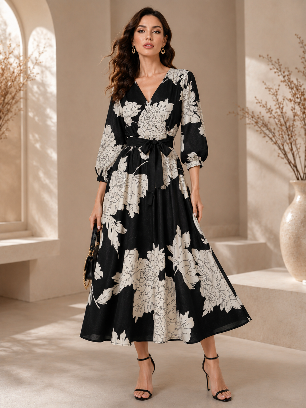 Timeless Blossom A-Line Midi Dress