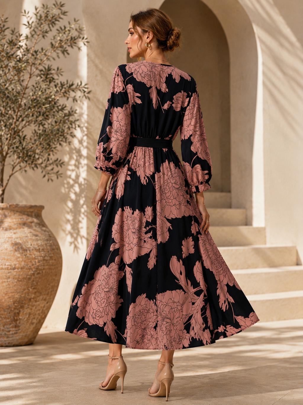 Classic Bloom A-Line Midi Dress