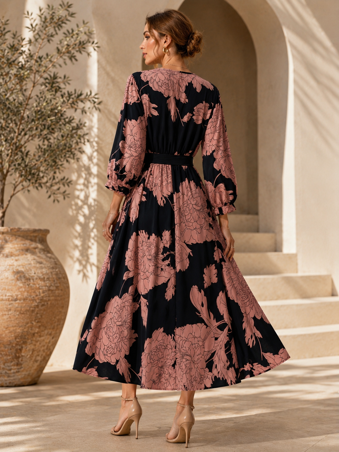 Classic Bloom A-Line Midi Dress