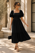 Black Charm Fit & Flare Midi Dress