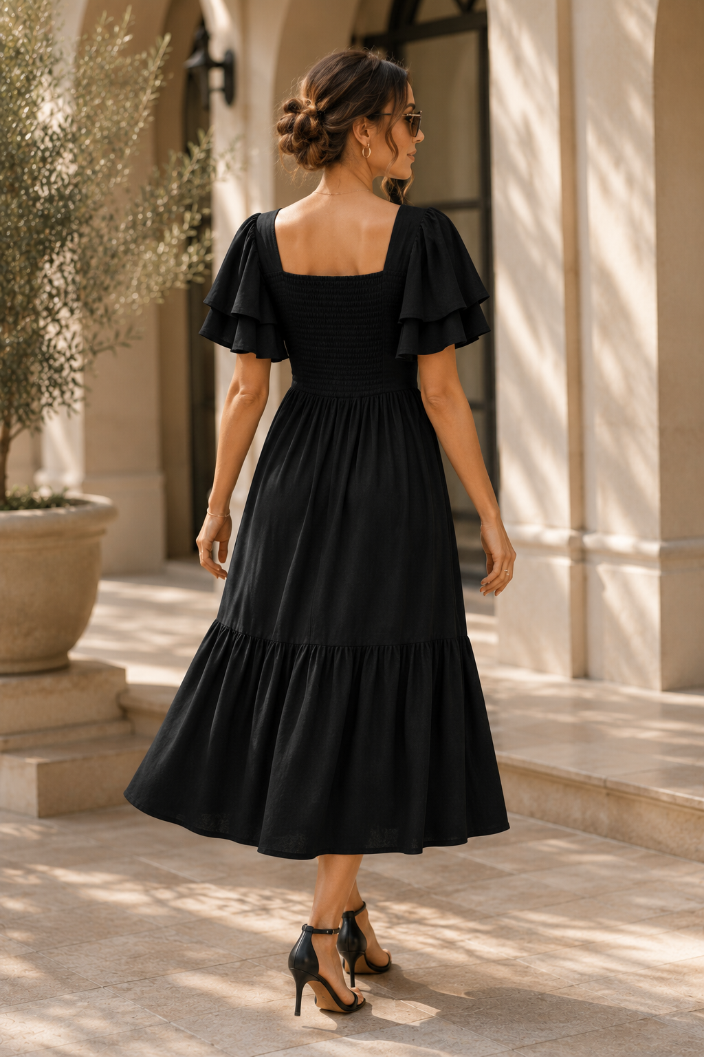 Black Charm Fit & Flare Midi Dress
