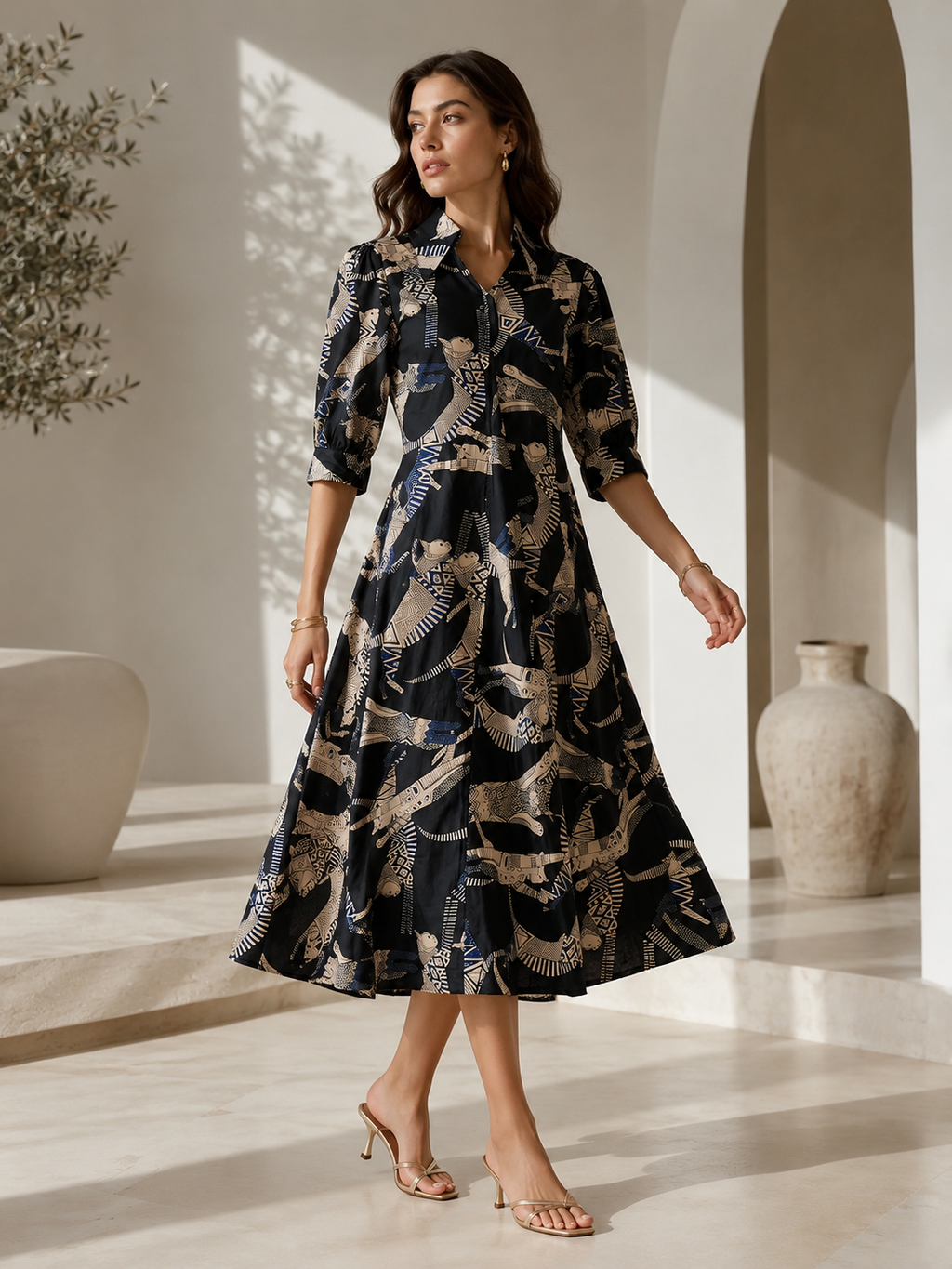 Wild Elegance A-Line Midi Dress