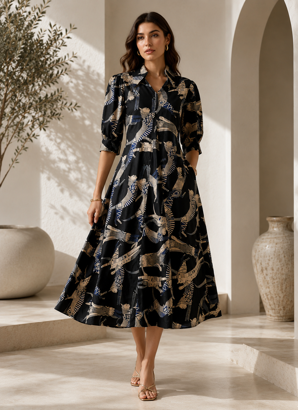 Wild Elegance A-Line Midi Dress
